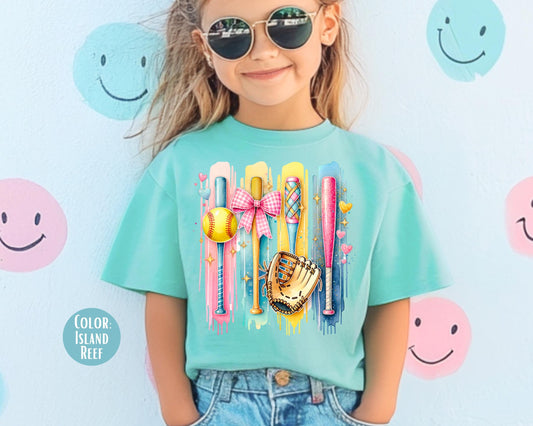 Comfort Colors Girls Softball Shirt: Matching Mom & Daughter Tee