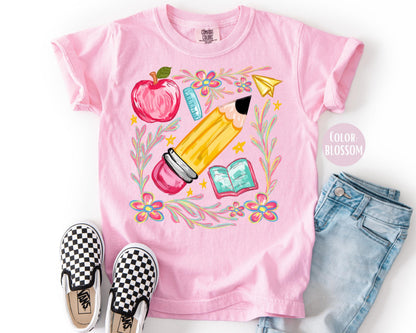 Comfort Colors Floral Back to School Shirt: Kindergarten Tee