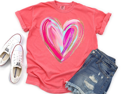 Comfort Colors Watercolor Heart Shirt, Valentine's Day Gift