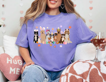 Easter Dogs Comfort Colors T-Shirt, Puppy Spring Tee, Dog Lover Gift