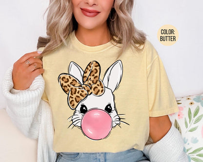 Comfort Colors® Bubble Gum Bunny Shirt, Girls Easter Bunny Shirts