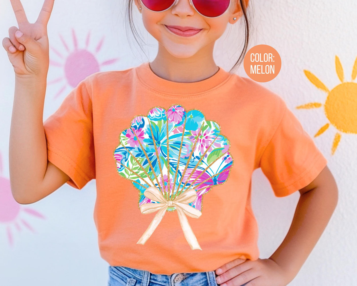 Comfort Colors® Floral Coquette Clam Shirt, Girls Beach Shirts