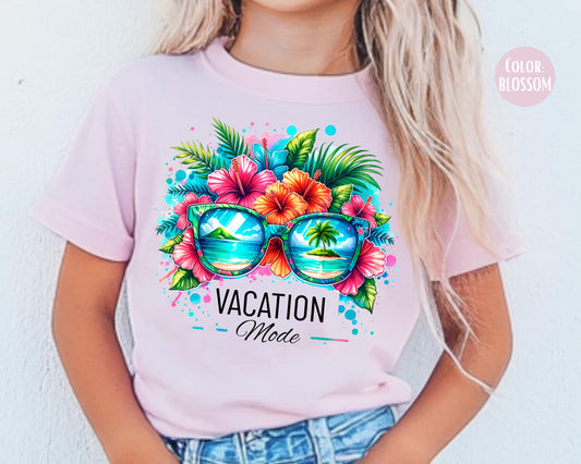 Vacation Mode Comfort Colors Tee: Kids Summer Shirt