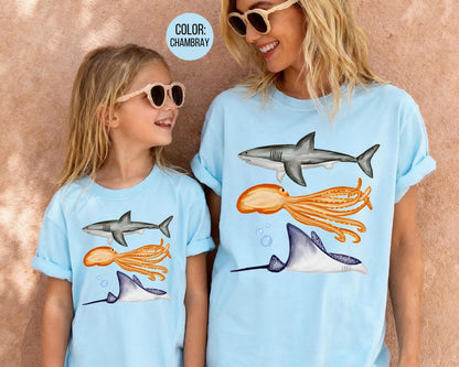 Comfort Colors® Kids Sea Creatures Shirt, Aquarium Shirts