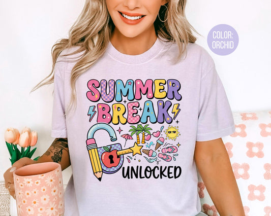 Comfort Colors® Summer Break Unlocked Shirt, End of School Year Shirts