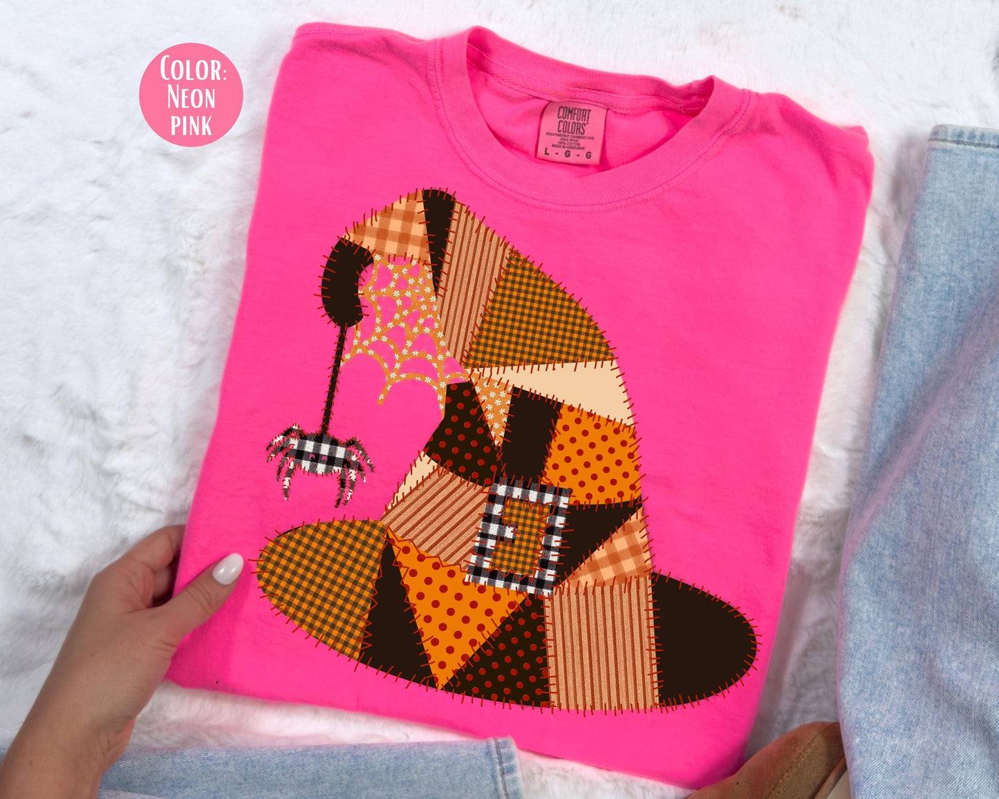 Comfort Colors Patchwork Witch Hat Shirt - Halloween Costume