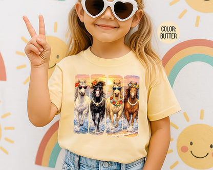 Comfort Colors® Girls Summer Horses Shirt, Horse Lover Shirts