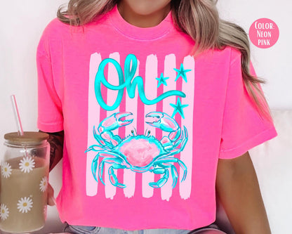 Comfort Colors Oh Crab Shirt, Funny Beach Shirts