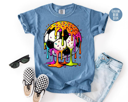 Comfort Colors Kids Drip Soccer Ball Shirt, Dripping Soccer Shirts