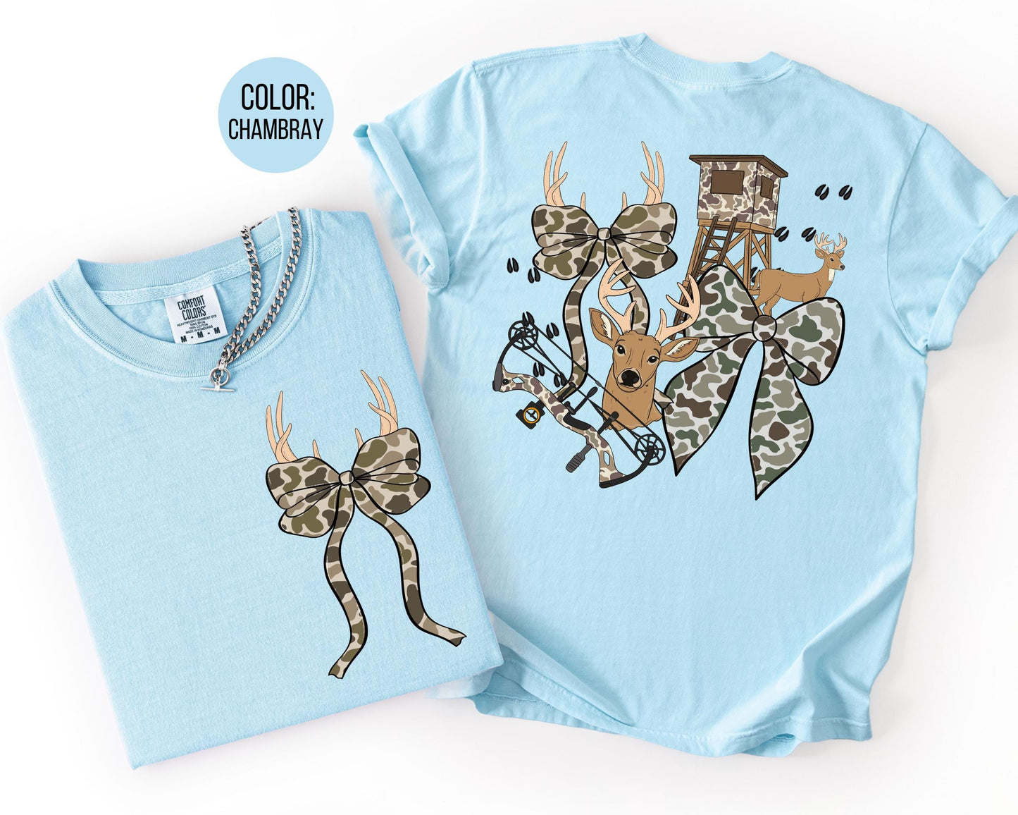 Comfort Colors Deer Hunting Tee: Coquette Camo Bow Shirt