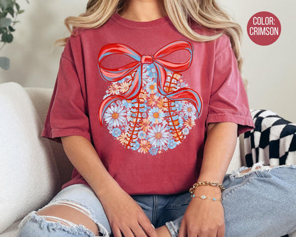 Comfort Colors Floral Baseball Mama Shirt: Coquette Baseball Sister Tee