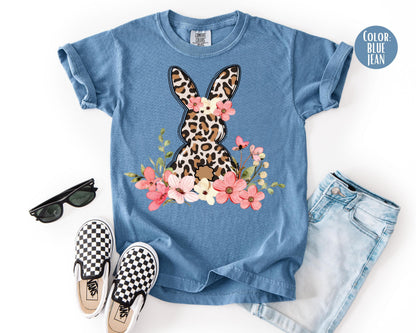 Comfort Colors® Floral Leopard Bunny Shirt, Leopard Easter Shirts