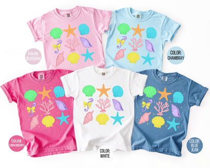 Comfort Colors® Neon Seashells Shirt, Girls Summer Shirts