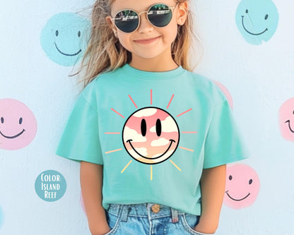 Comfort Colors Sun Smiley Face Tee, Girly Summer Shirt