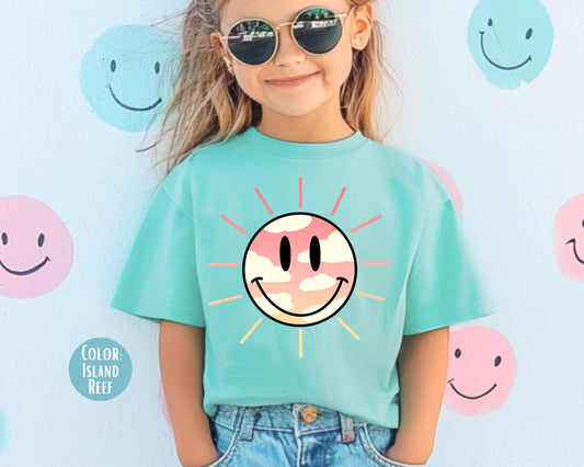 Comfort Colors Sun Smiley Face Tee, Girly Summer Shirt