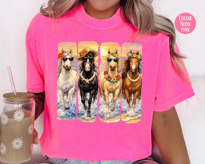 Comfort Colors® Girls Summer Horses Shirt, Horse Lover Shirts