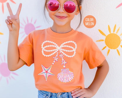 Comfort Colors® Kids Coquette Pearl Bow Clam Shirt