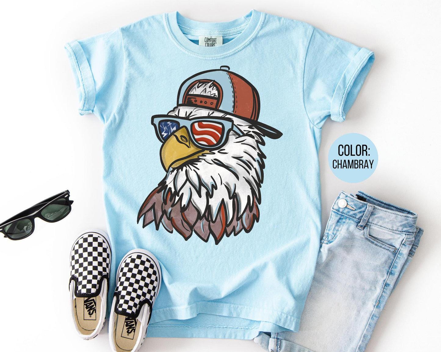 Comfort Colors Boys Patriotic Eagle Shirt, Eagle 4th of July Shirts