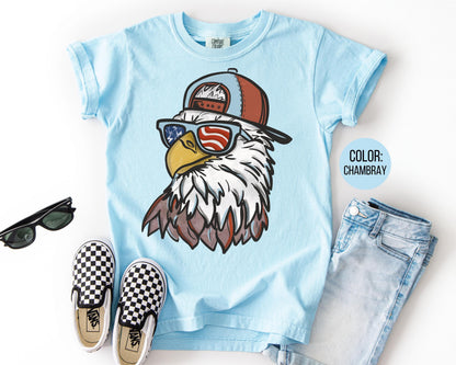 Comfort Colors Boys Patriotic Eagle Shirt, Eagle 4th of July Shirts
