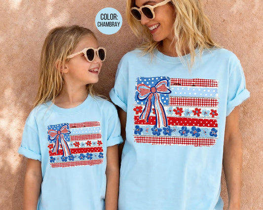 Comfort Colors Coquette American Flag Shirt, Matching 4th of July Shirts