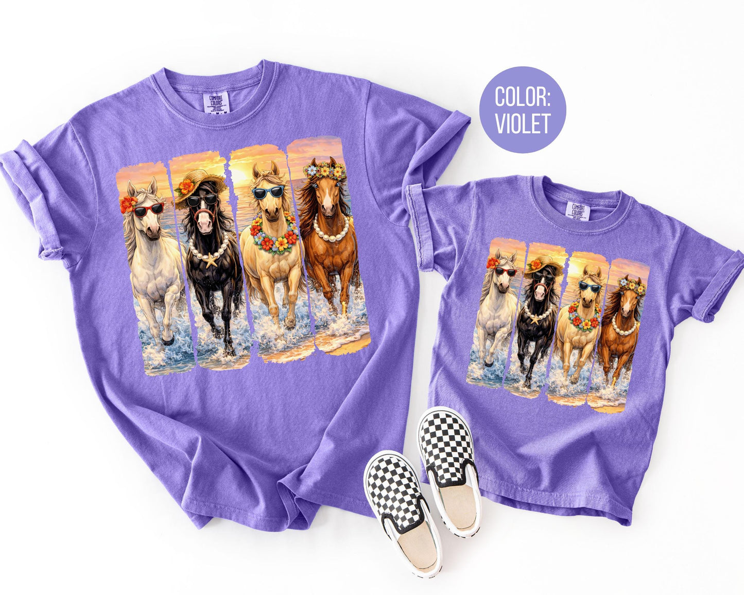 Comfort Colors® Girls Summer Horses Shirt, Horse Lover Shirts