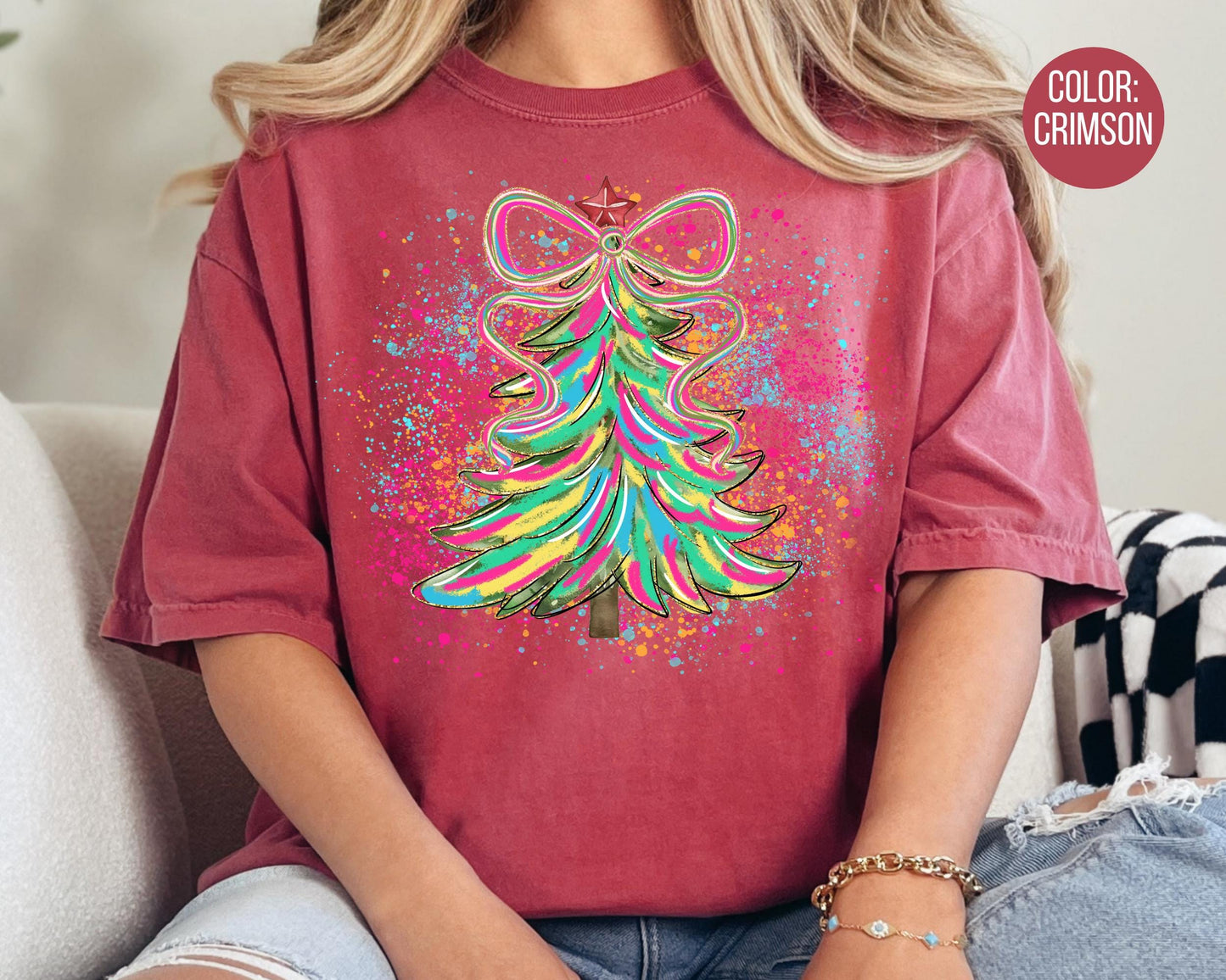 Comfort Colors Christmas Tree Shirt: Preppy Coquette Christmas Shirts