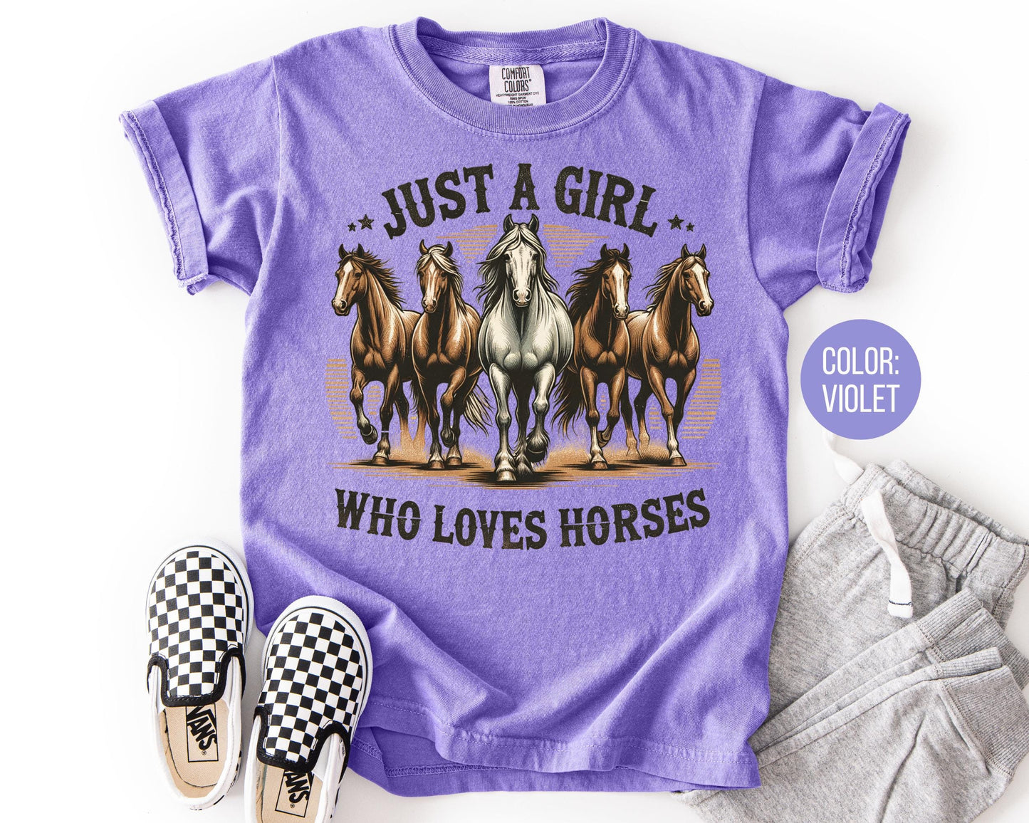 Comfort Colors Girls Horse Shirt: Just A Girl Who Loves Horses