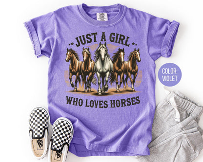 Comfort Colors Girls Horse Shirt: Just A Girl Who Loves Horses