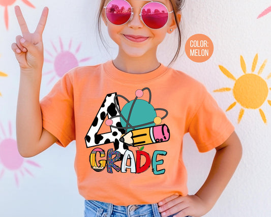Comfort Colors Cow Print 4th Grade Shirt - Back to School Tee