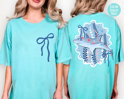Comfort Colors Front and Back Floral Shark Shirt, Shark Shirts