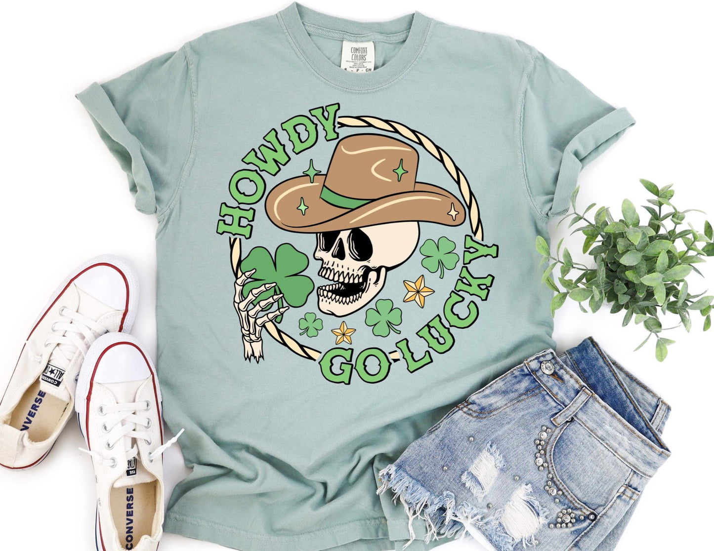 Comfort Colors Howdy Go Lucky St Patricks Day Western Shirt