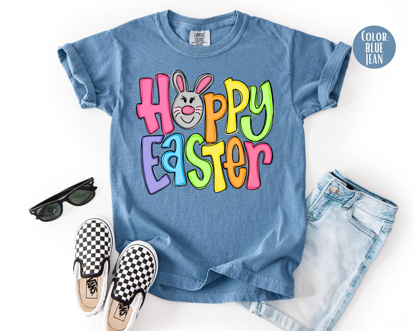 Comfort Colors® Colorful Happy Easter Shirt, Adult and Youth Easter Shirts