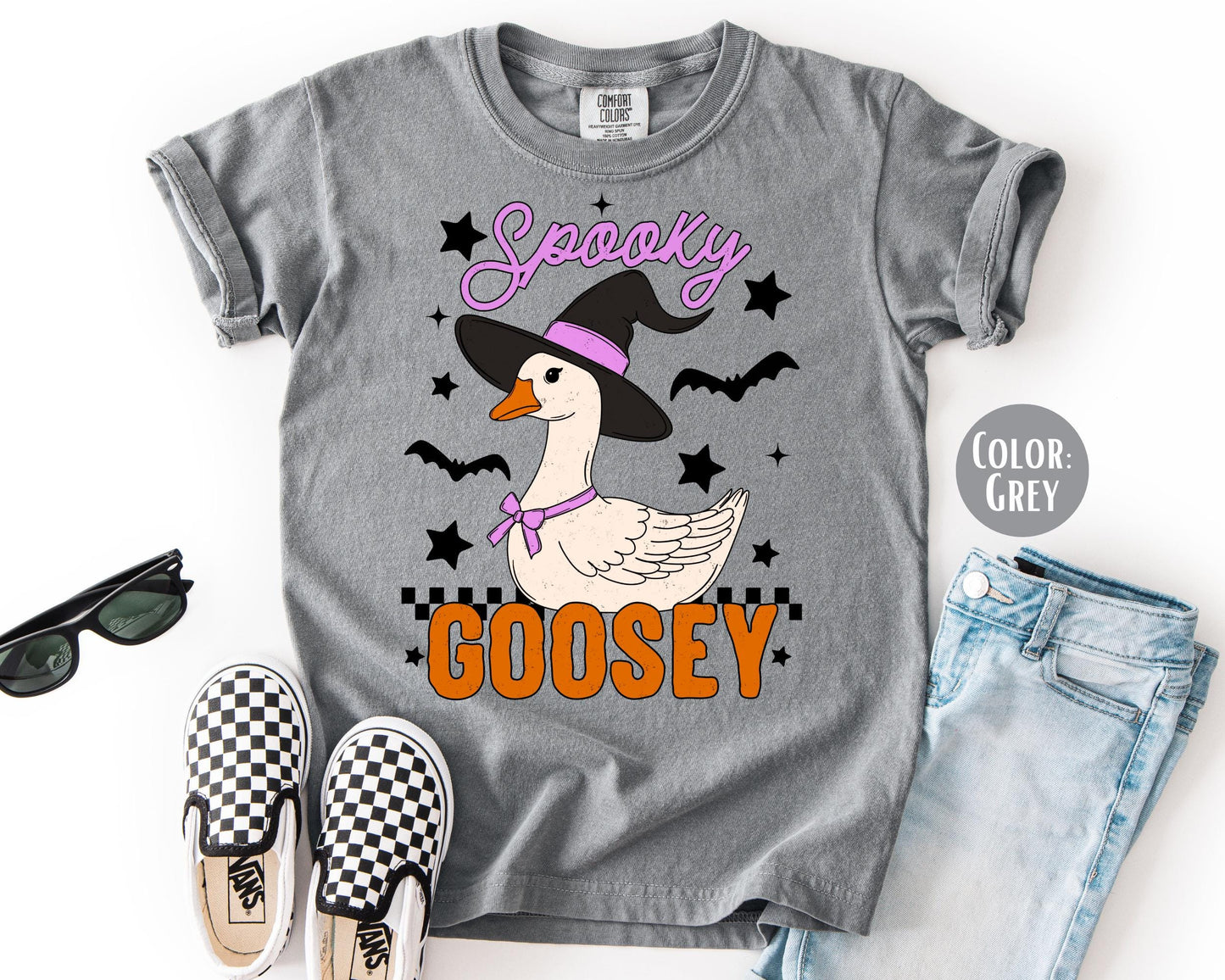Comfort Colors Spooky Goose Halloween Shirt, Girly Tee