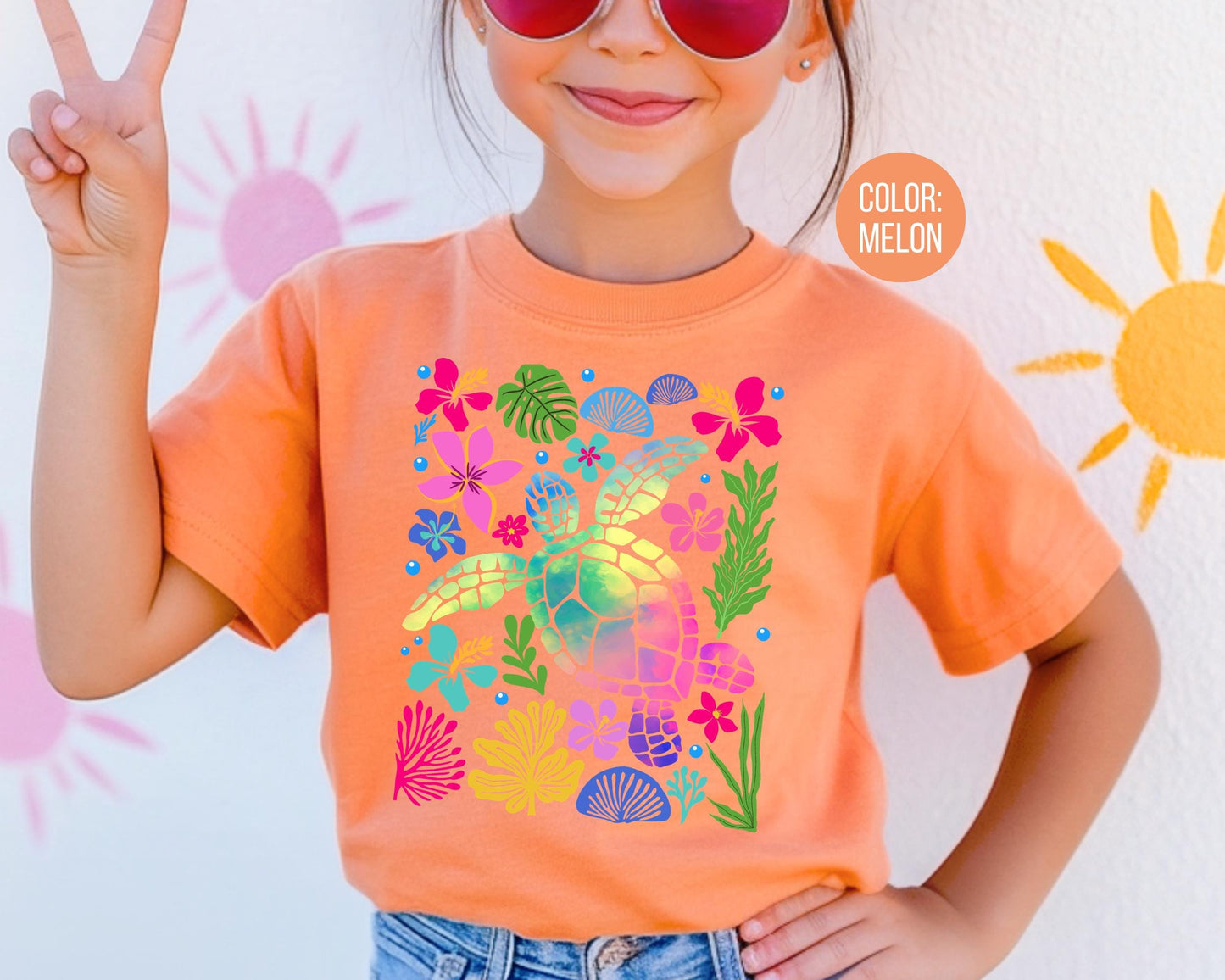 Comfort Colors® Colorful Sea Turtle Shirt, Girly Summer Shirts