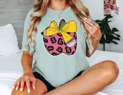 Comfort Colors Teacher Shirt: Leopard Apple Tee