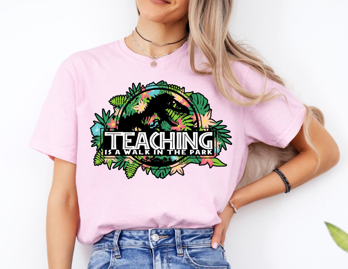 Comfort Colors Dino Teacher Shirt: Walk in the Park