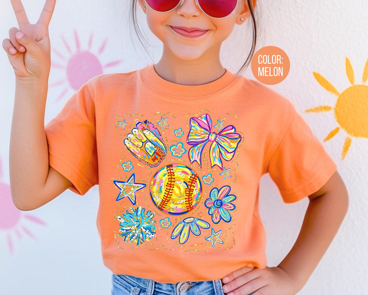 Comfort Colors Coquette Brushstroke Softball Shirt: Girls Softball Youth Tee
