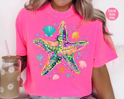 Comfort Colors® Preppy Summer Starfish Shirt, Girls Summer Shirts