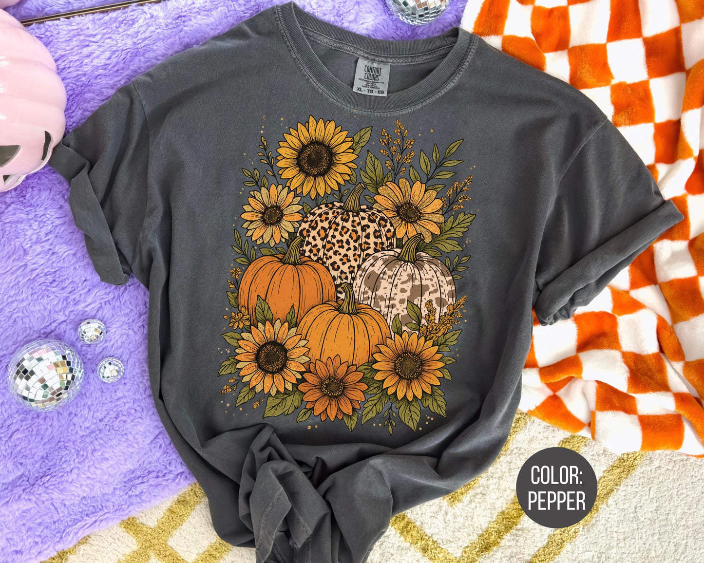 Comfort Colors Floral Pumpkin Shirt: Matching Mother Daughter Fall Tee
