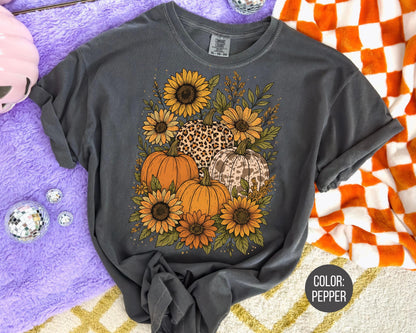 Comfort Colors Floral Pumpkin Shirt: Matching Mother Daughter Fall Tee
