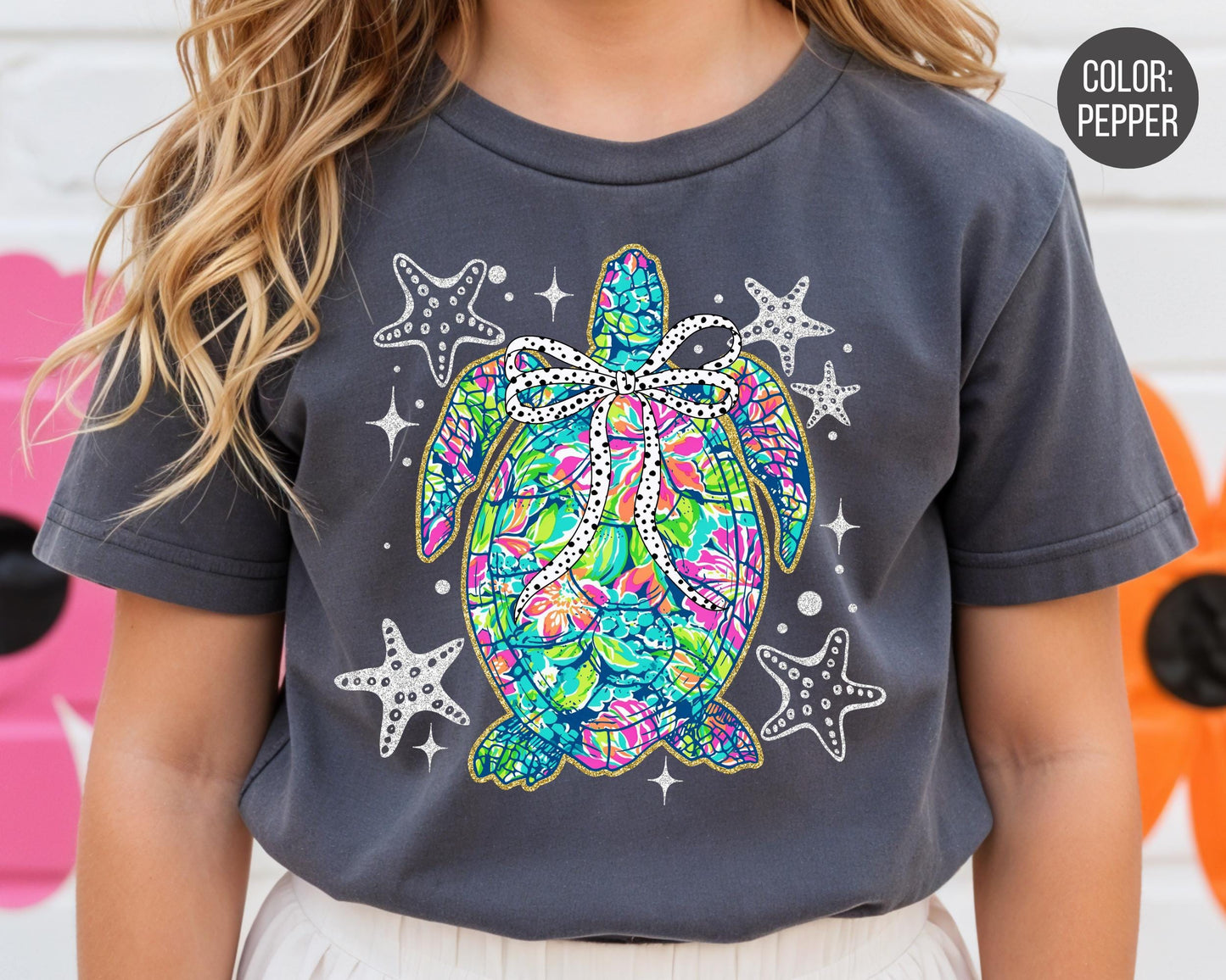 Comfort Colors® Preppy Summer Sea Turtle Shirt, Girls Summer Shirts