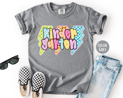 Comfort Colors Lightning Bolt Kindergarten Shirt - First Day Tee