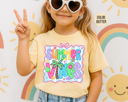 Comfort Colors® Preppy Summer Vibes Shirt, Girls Summer Shirts
