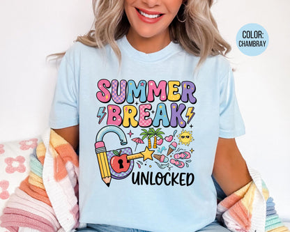Comfort Colors® Summer Break Unlocked Shirt, End of School Year Shirts