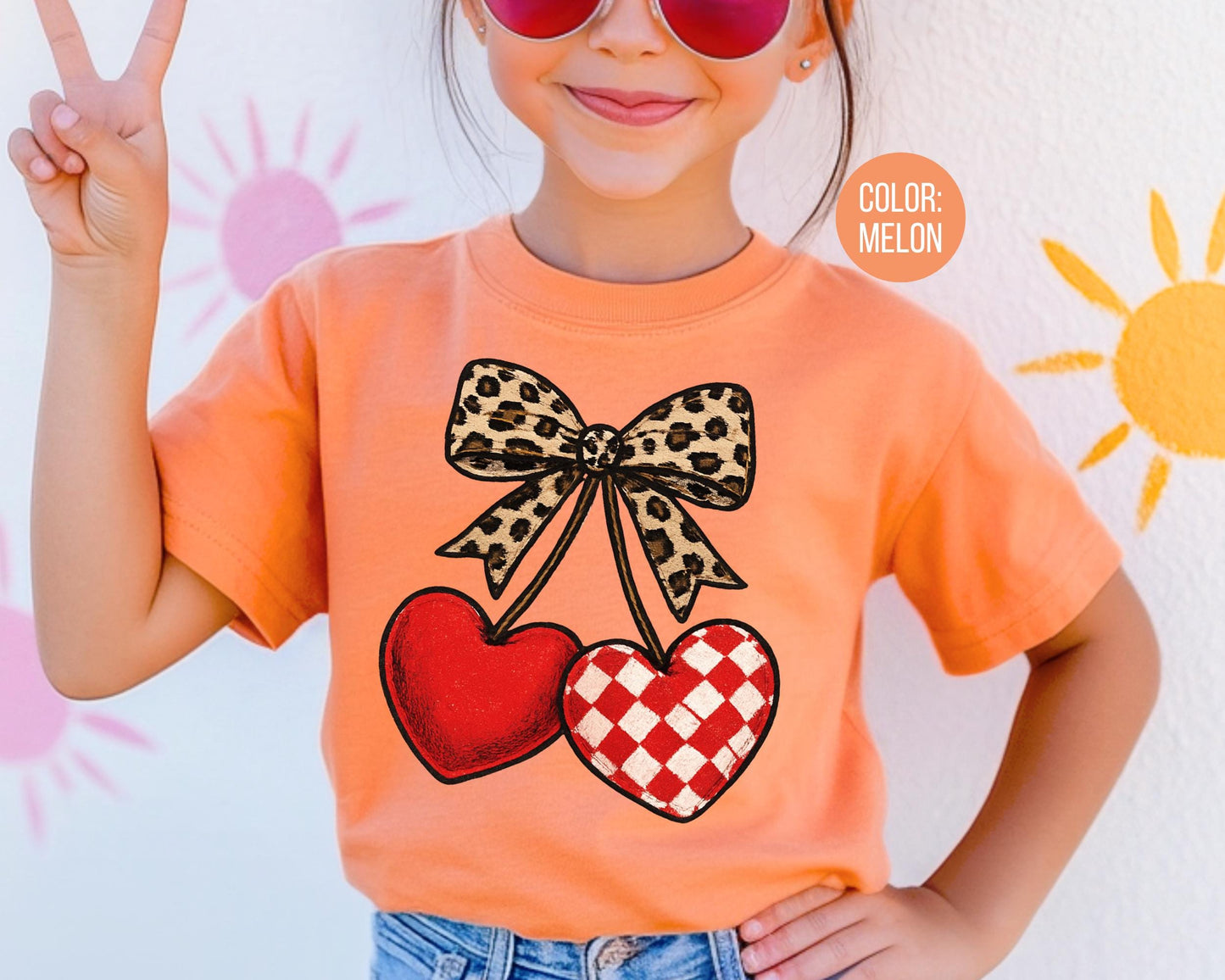 Comfort Colors Leopard Coquette Valentine Cherries Shirt: Girls Valentine's Day Tee