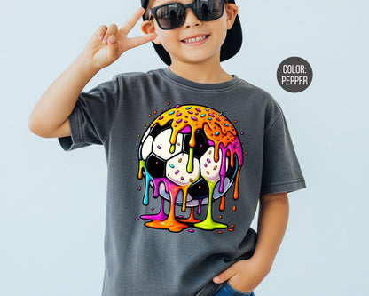 Comfort Colors Kids Drip Soccer Ball Shirt, Dripping Soccer Shirts