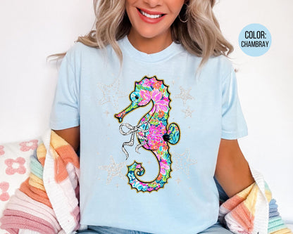 Comfort Colors® Preppy Summer Sea Horse Shirt, Girls Summer Shirts