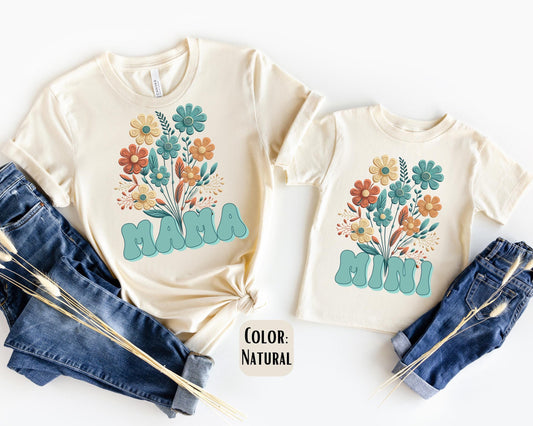 Mama Mini Floral Shirt, Mother's Day Gift, Matching Mommy and Me Floral Tee, Mother Daughter Shirts, Mama Mini Outfit
