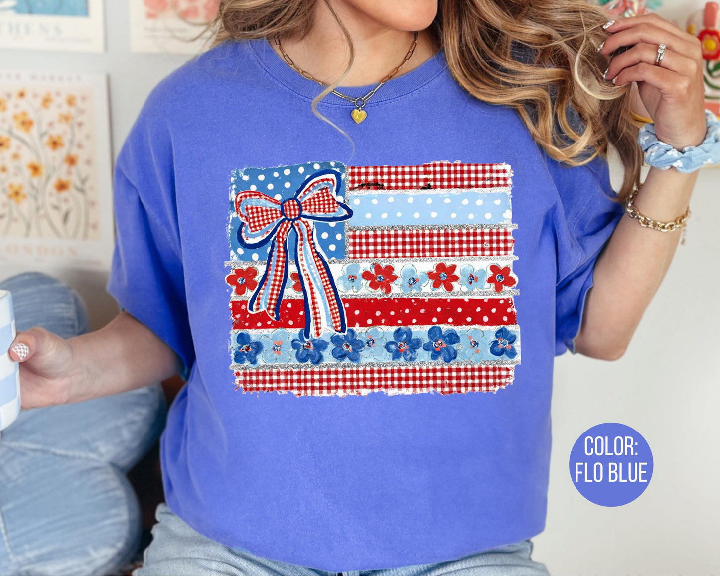 Comfort Colors Coquette American Flag Shirt, Matching 4th of July Shirts
