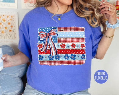 Comfort Colors Coquette American Flag Shirt, Matching 4th of July Shirts